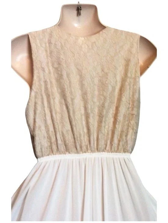 Vintage Ivory Lace Nightgown Plunge Bridal Boudoir ILGWU Union Made M - Picture 6 of 13